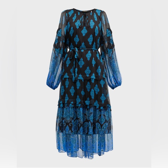 NWT Kobi Halperin Connor Printed Midi Dress, Black Blue Size XXL New w/Tag $548 - Picture 3 of 13